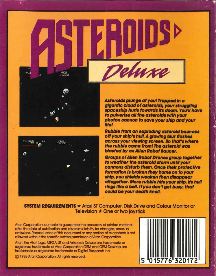Asteroids Deluxe box back