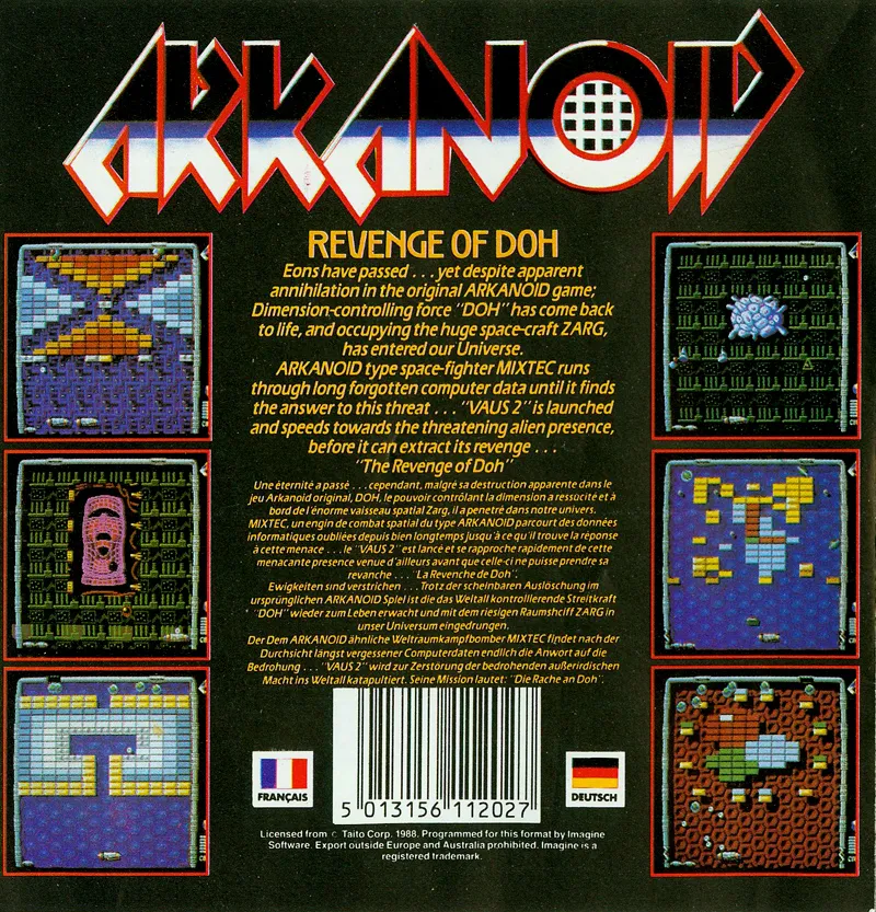 Arkanoid II: Revenge of Doh box back