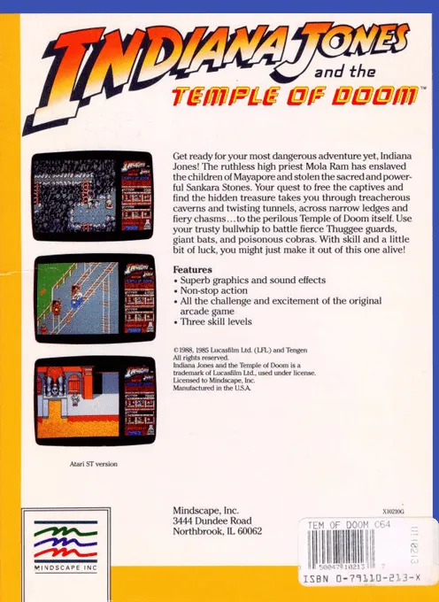 Indiana Jones and the Temple of Doom box back
