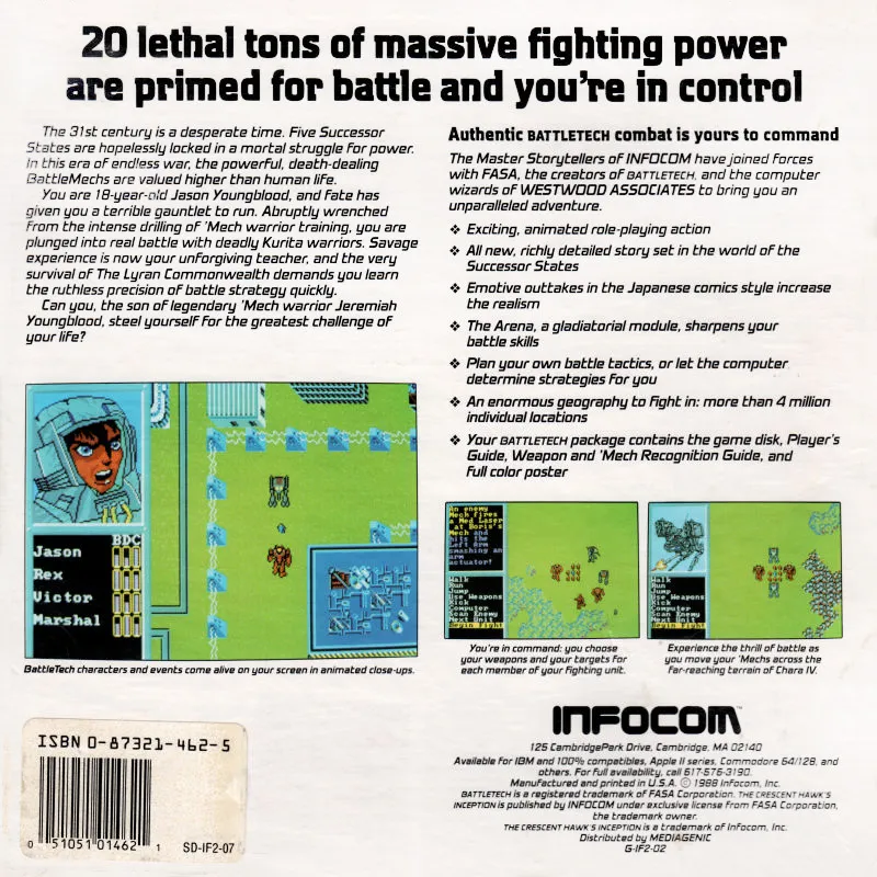 BattleTech: The Crescent Hawk's Inception box back