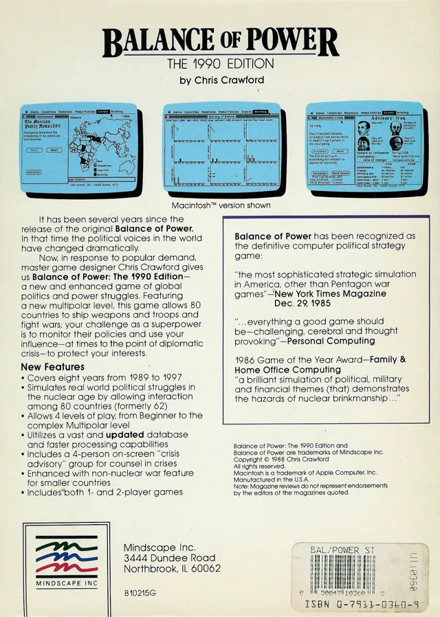 Balance of Power: The 1990 Edition box back
