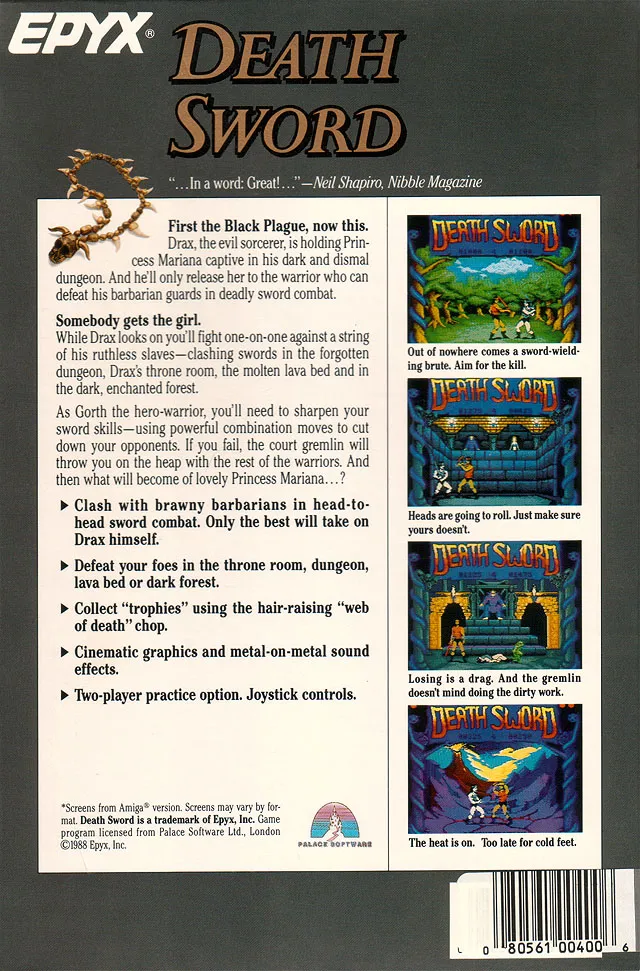 Death Sword box back