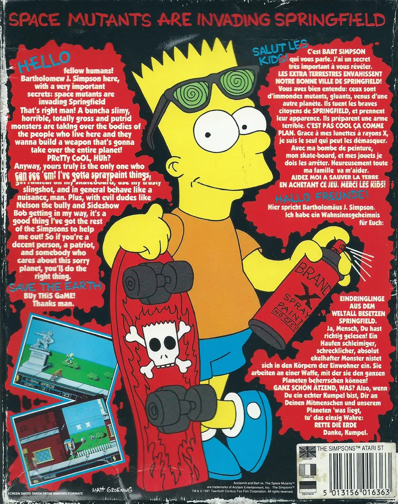 The Simpsons: Bart vs. the Space Mutants box back