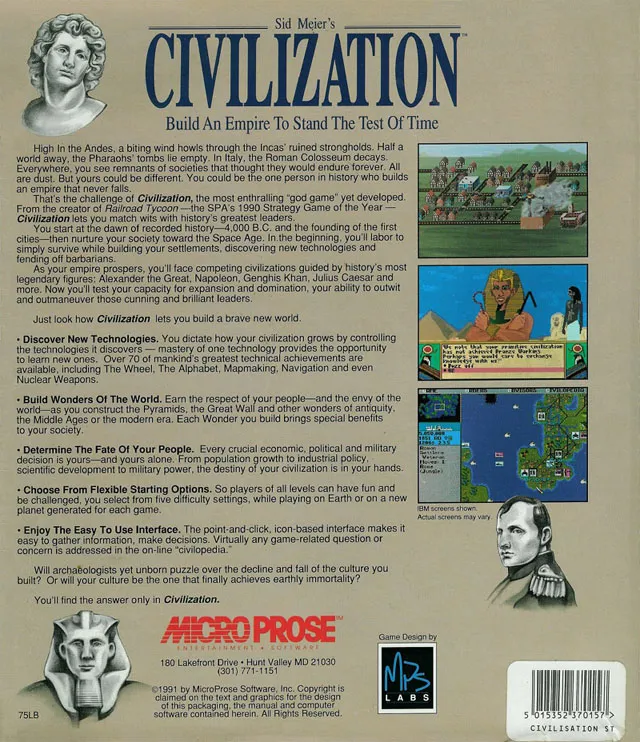 Civilization box back