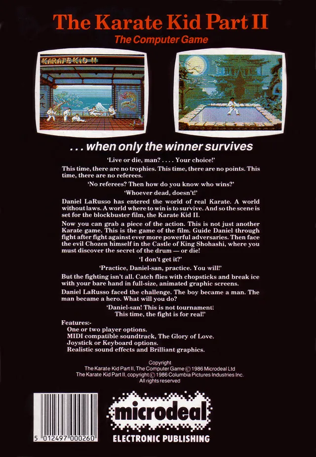 The Karate Kid: Part II box back