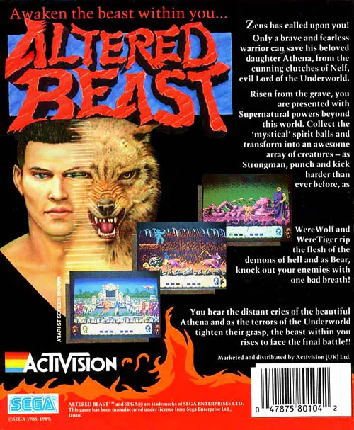 Altered Beast box back