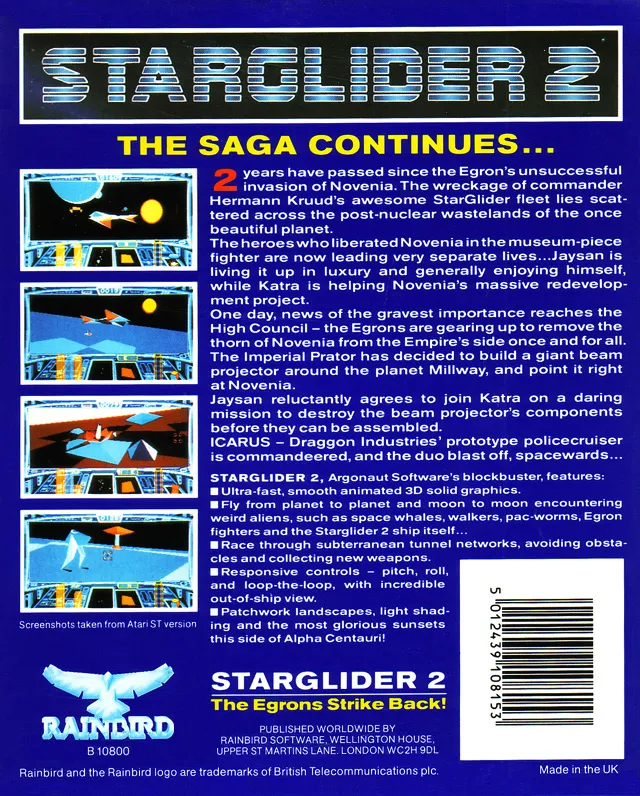 Starglider 2 box back