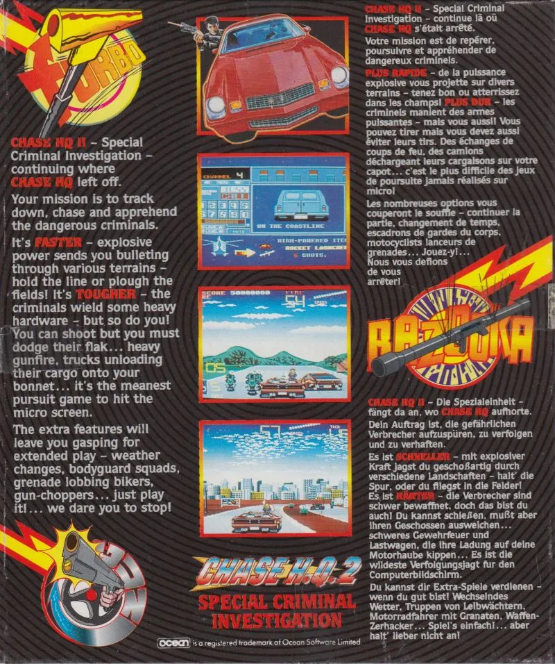 Chase H.Q. II: Special Criminal Investigation box back