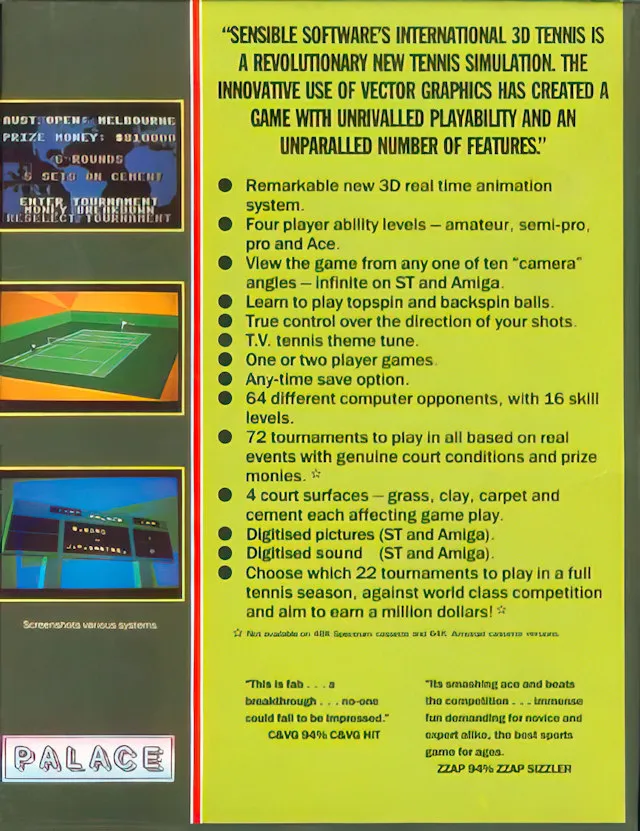 International 3D Tennis box back