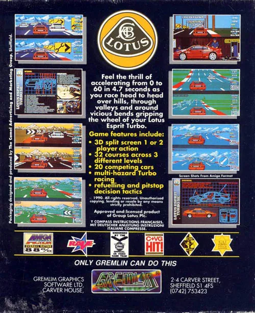 Lotus Esprit Turbo Challenge box back