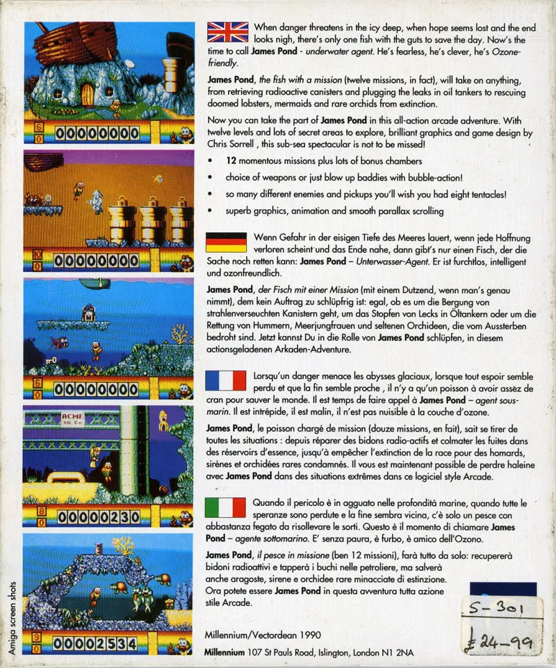 James Pond: Underwater Agent box back