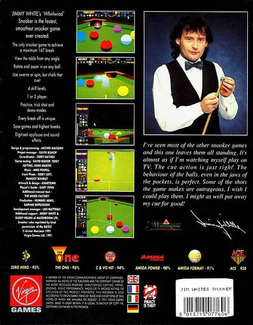 Jimmy White's Whirlwind Snooker box back