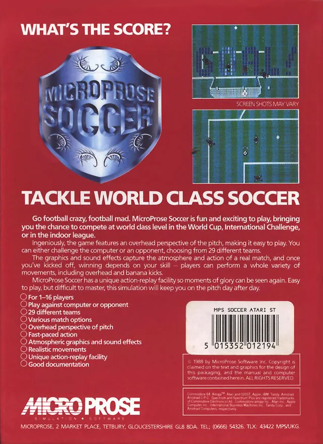 Microprose Soccer box back