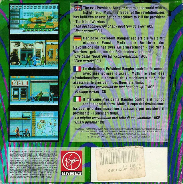 Ninja Warriors, The box back