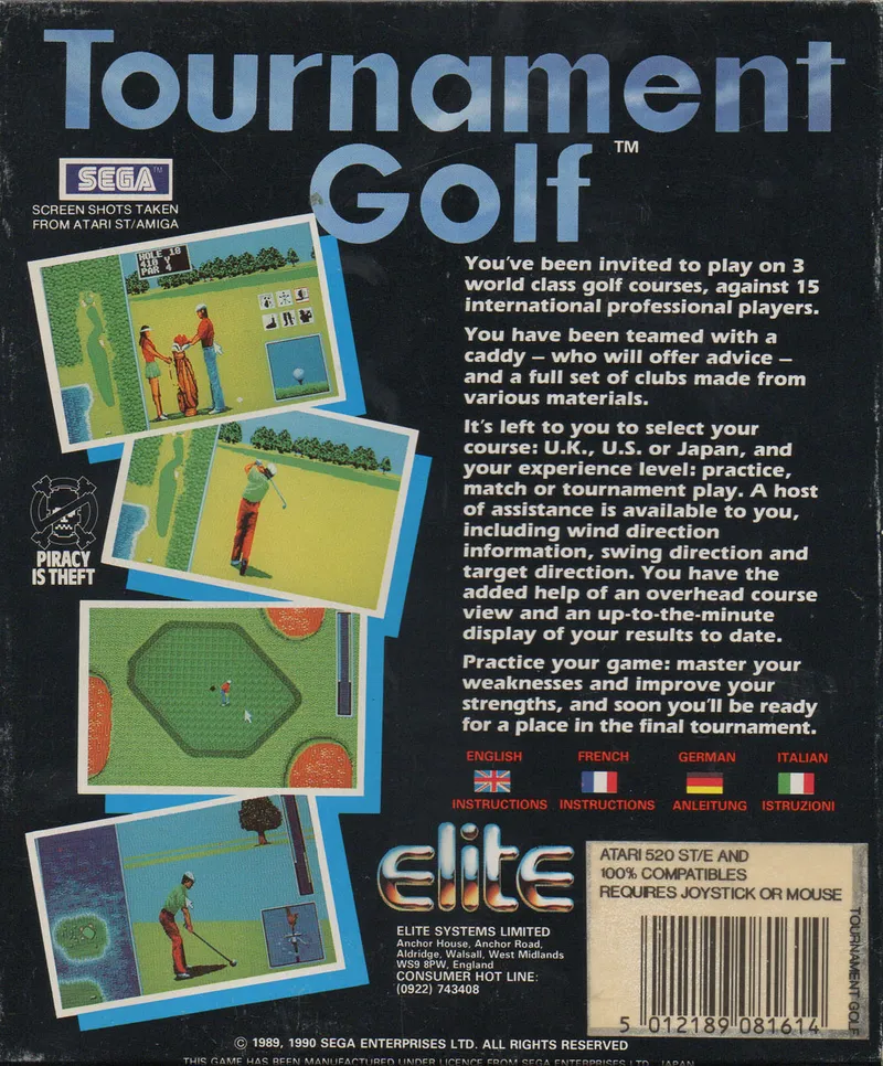 Tournament Golf box back