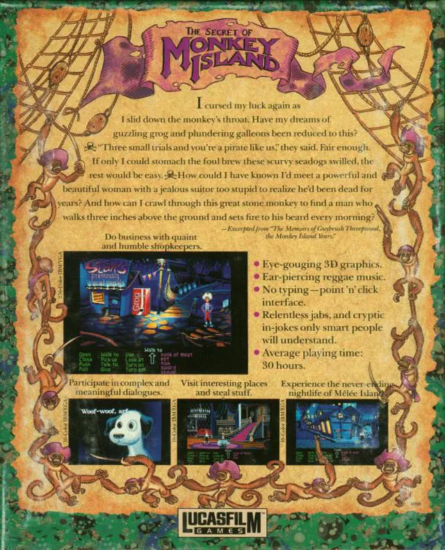 Secret of Monkey Island, The box back