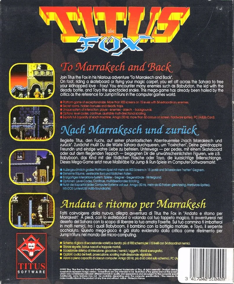 Titus the Fox: To Marrakech and Back box back