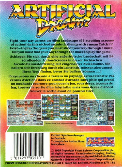 Artificial Dreams box back