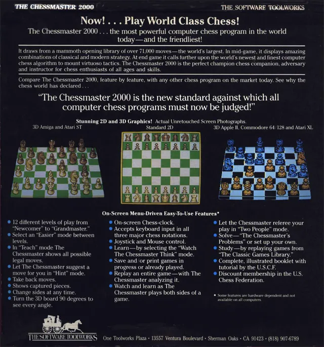 The Chessmaster 2000 box back