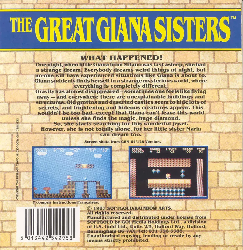 The Great Giana Sisters box back