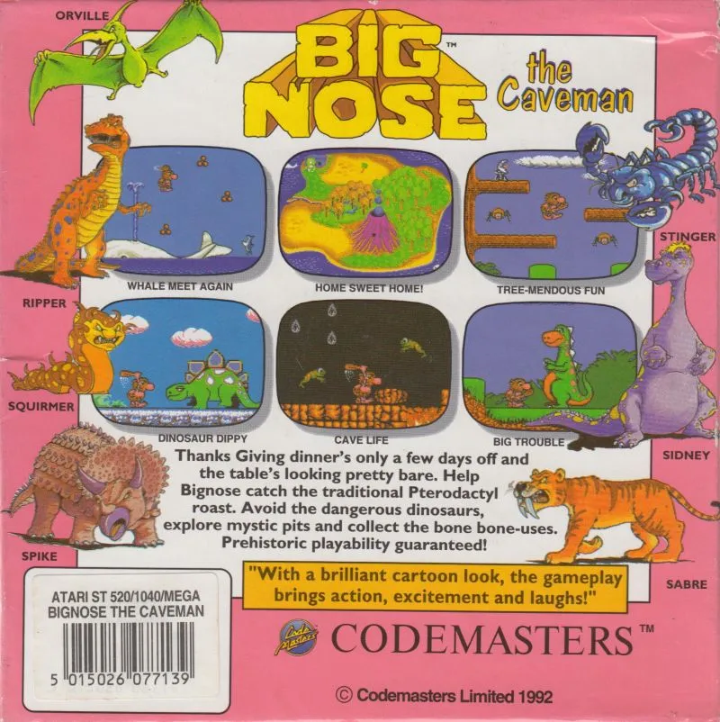 Big Nose the Caveman box back