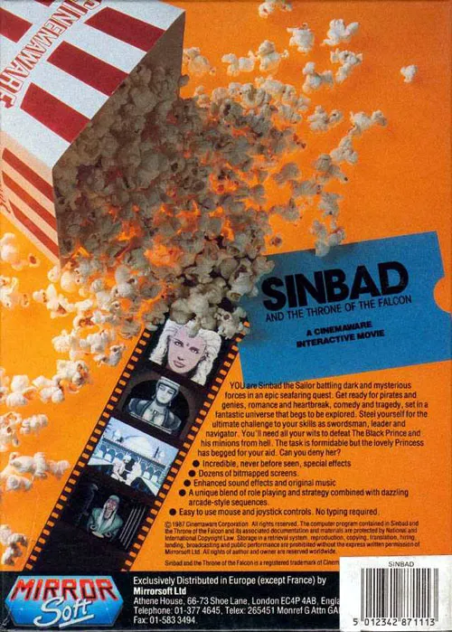 Sinbad and the Throne of the Falcon box back