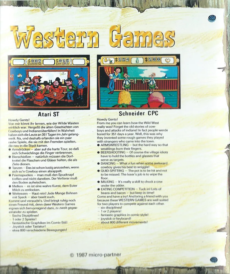 Western Games box back
