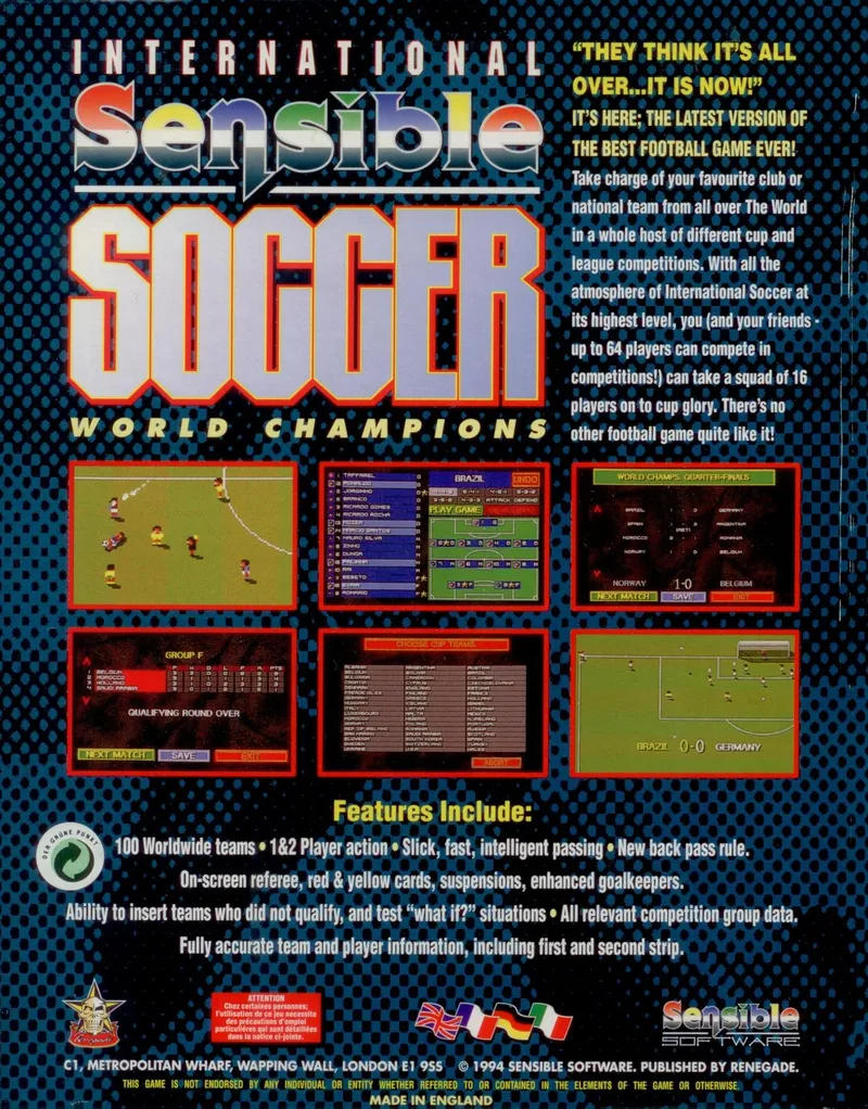 International Sensible Soccer box back