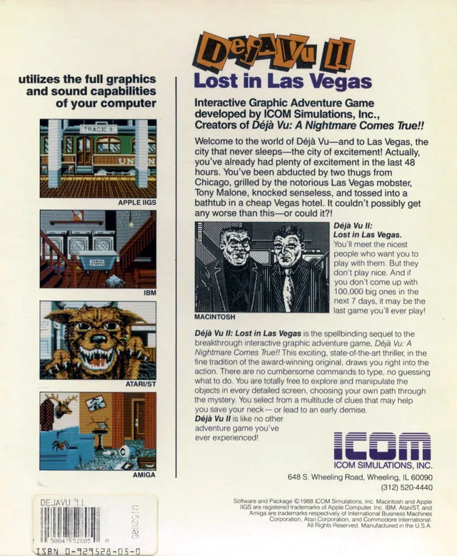 Deja Vu II: Lost in Las Vegas box back