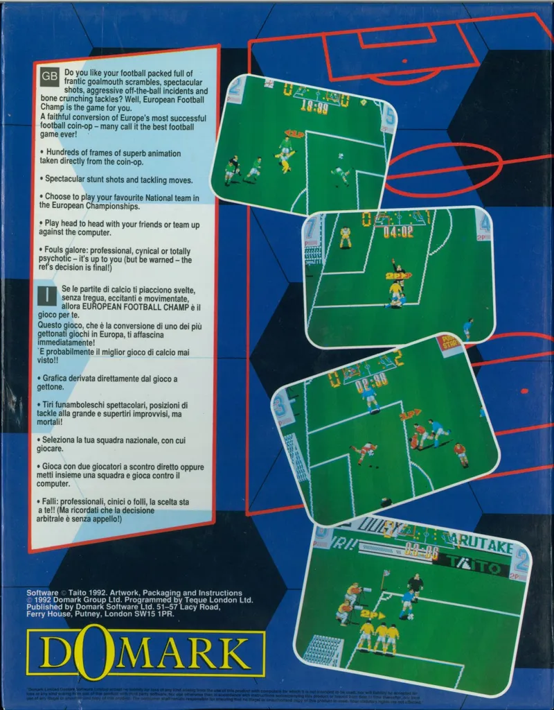 Taito's European Football Champ box back
