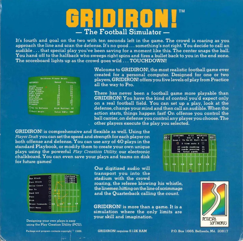 Gridiron! box back