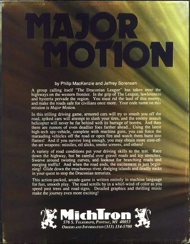 Major Motion box back