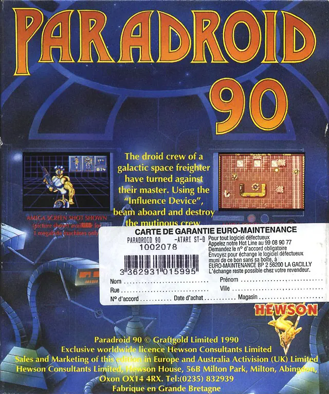 Paradroid 90 box back