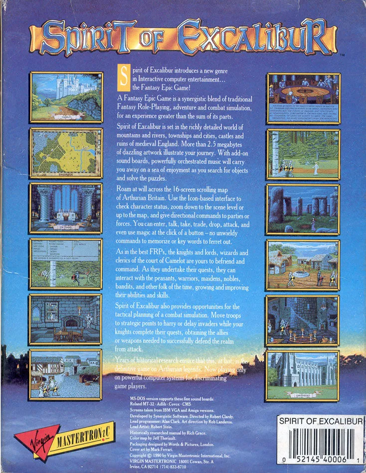 Spirit of Excalibur box back