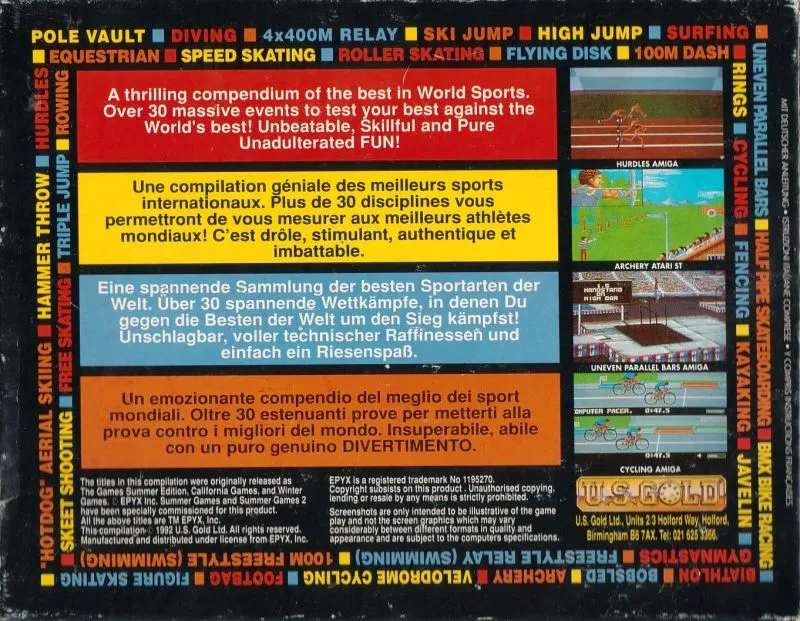 Summer Games box back