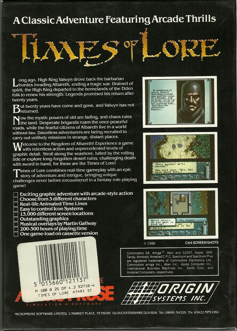 Times of Lore box back