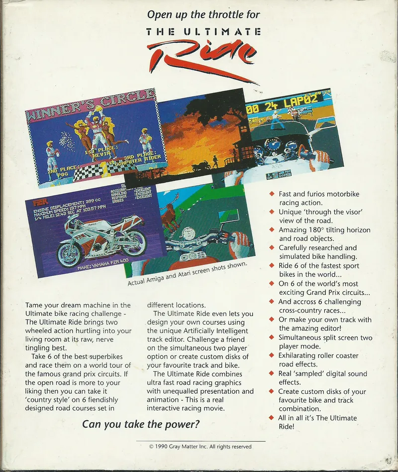 Ultimate Ride, The box back
