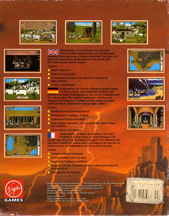 Vengeance of Excalibur box back