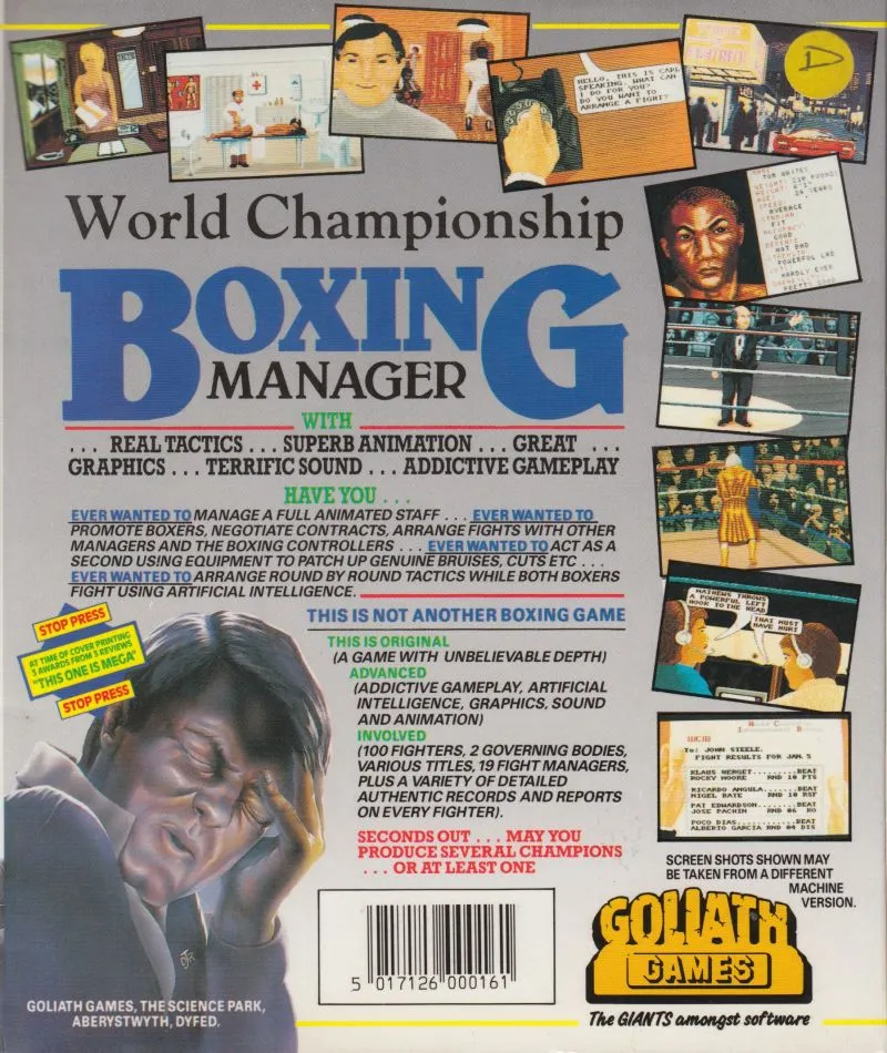 World Championship Boxing Manager box back