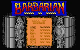 Barbarian - The Ultimate Warrior title screen