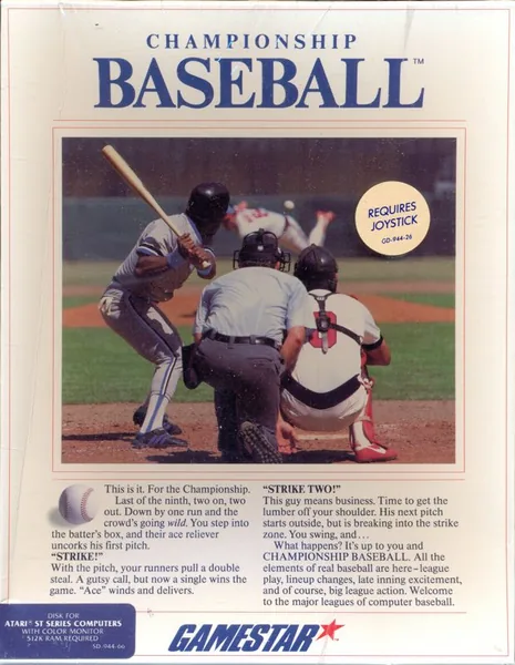 Championship Baseball cover art for Atari ST