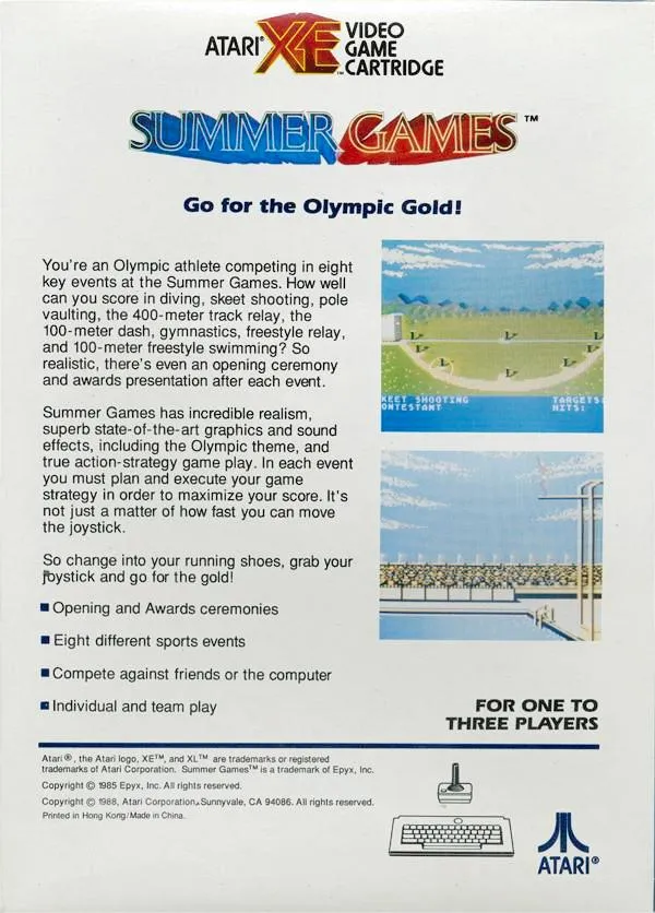 Summer Games box back