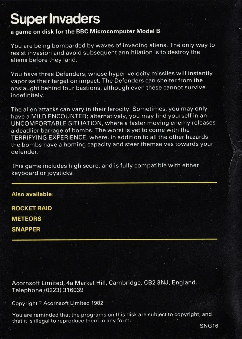 Super Invaders box back