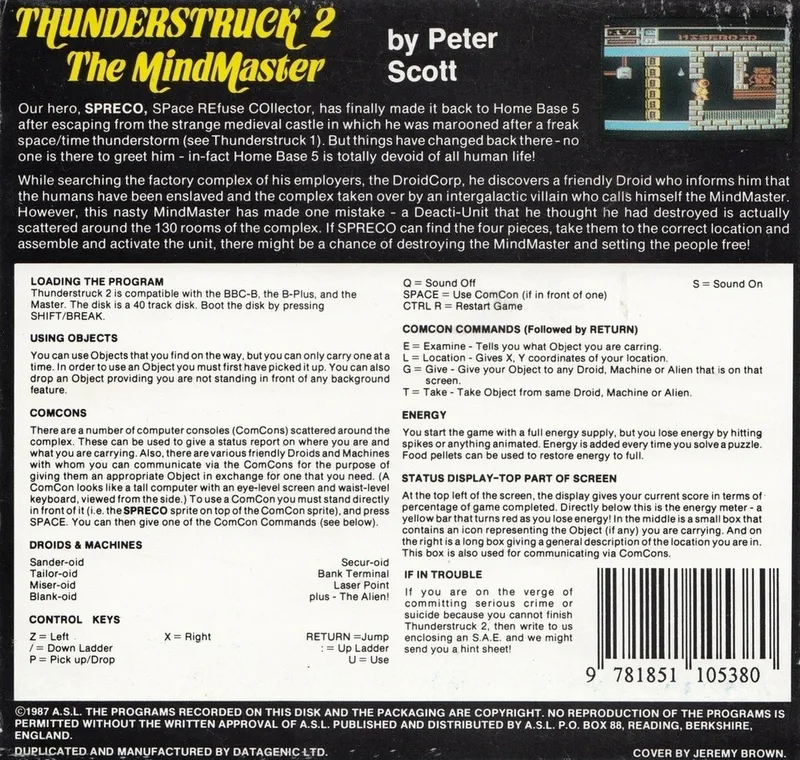 Thunderstruck 2: The Mindmaster box back