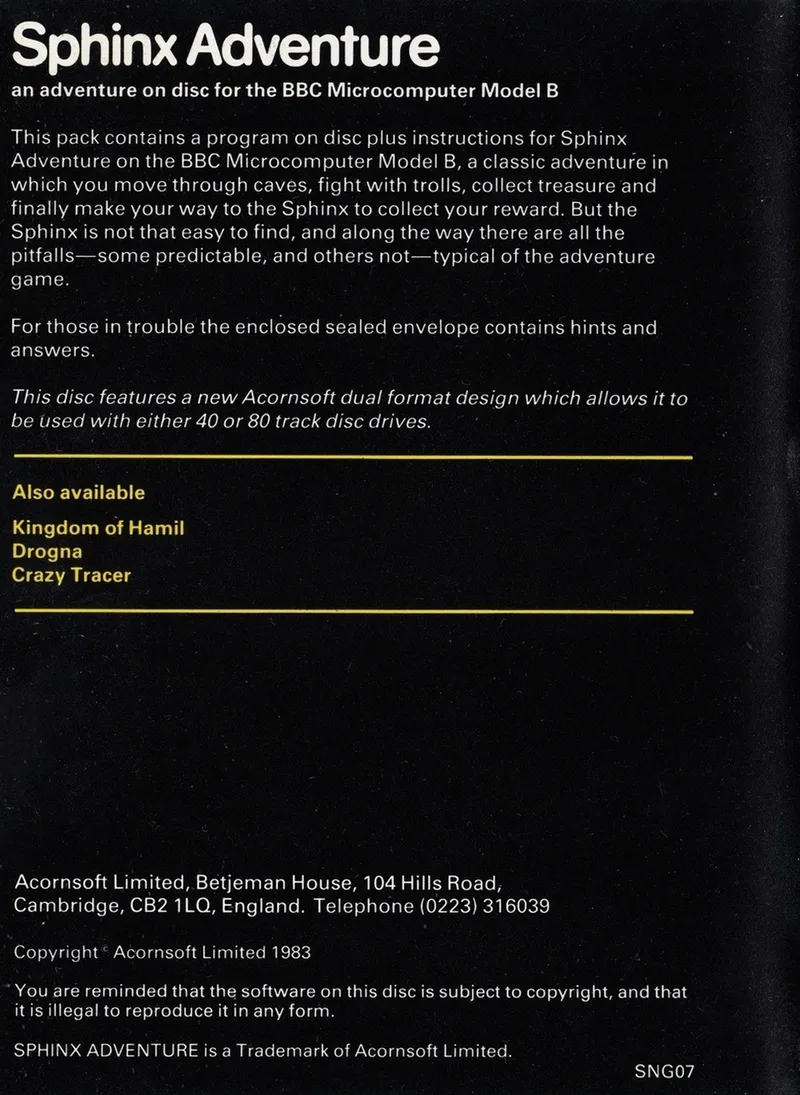 Sphinx Adventure box back
