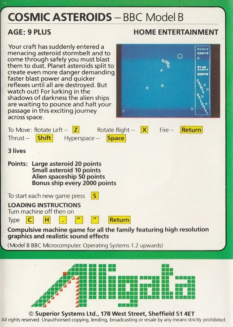 Cosmic Asteroids box back