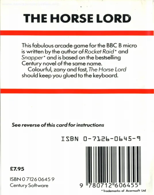 The Horse Lord box back
