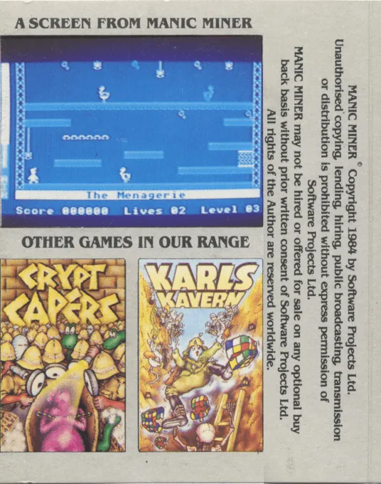 Manic Miner box back