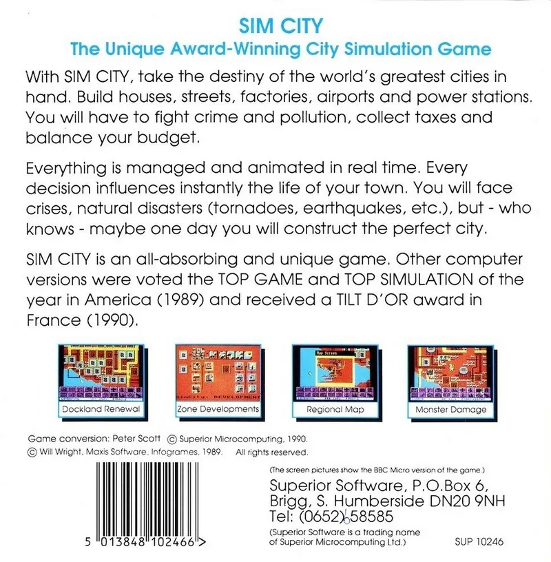 SimCity box back