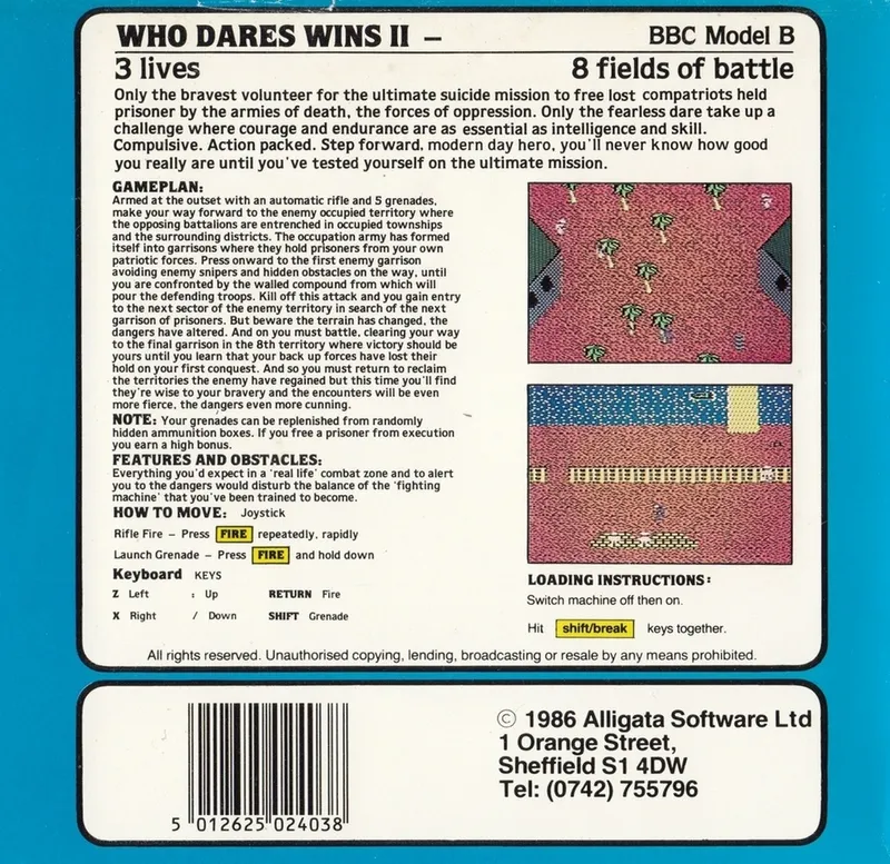 Who Dares Wins II box back